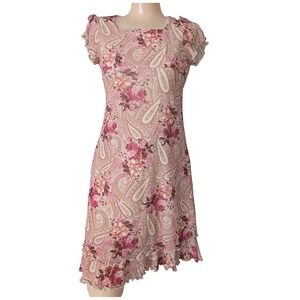 Y2K Knit Babydoll Dress XS Ruffle Coquette Whimsical Bow Fairy Romantic Stretch